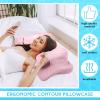 Hahafelt Cooling Cervical Neck Pillowcase Cover (Only Pillow Case) Ergonomic Pillowcase with Zipper Breathable Contour Pillow Cover for Side Back Stomach Sleepers(Pink,Queen Size) view 4