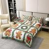 100% Cotton Cute Gingerbread Man Duvet Cover Full Size Christmas Ornaments Comforter Cover for Kids Boys Girls Pacthwork Grid Xmas Gingerbread Man Bed Set Teen Girl Cartoon Cute Bedding Set view 2