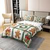100% Cotton Cute Gingerbread Man Duvet Cover Full Size Christmas Ornaments Comforter Cover for Kids Boys Girls Pacthwork Grid Xmas Gingerbread Man Bed Set Teen Girl Cartoon Cute Bedding Set view 3