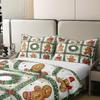 100% Cotton Cute Gingerbread Man Duvet Cover Full Size Christmas Ornaments Comforter Cover for Kids Boys Girls Pacthwork Grid Xmas Gingerbread Man Bed Set Teen Girl Cartoon Cute Bedding Set view 4