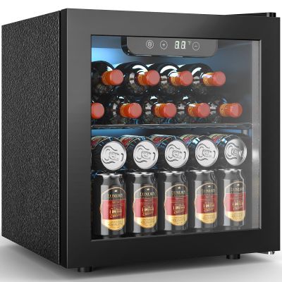 Electactic Wine Fridge Freestanding Counter-top 12 Bottles, 50 Cans Wine Cellar Drink Cooler for Soda, Canned Beer, Adjustable Digital Temperature Control for Home Dorm Office, Black