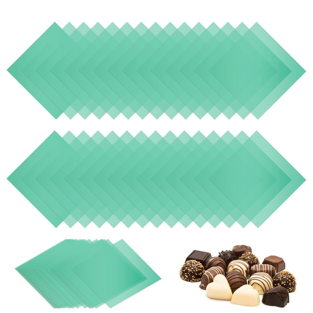 uxcell 100 Pcs Candy Wrappers for Caramels, 5 x 5 Inch Candy Wrapping Papers Square Chocolate Wrap Roll for Chocolate Lollipop, Green
