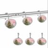 Shower Curtain Hooks Set of 12 Winter Pink Snowman Christmas Trees Decorative Rings for Bathroom Stainless Steel Rustproof Roller Shower Curtain Hangers for Bathtub view 2