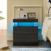 Beuiosda Wooden Nightstand with LED Lights, Bedside Table Cabinet Lights Modern End Side with 2 Drawers, Night Stands for Bedroom for Bedroom Living Room (Black Woodgrain) view 1