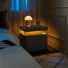Beuiosda Wooden Nightstand with LED Lights, Bedside Table Cabinet Lights Modern End Side with 2 Drawers, Night Stands for Bedroom for Bedroom Living Room (Black Woodgrain) view 3