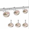 Shower Curtain Hooks Set of 12 Christmas Poinsettia Bird Leaves Linen Texture Decorative Rings for Bathroom Stainless Steel Rustproof Roller Shower Curtain Hangers for Bathtub view 2