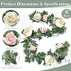 2 Pack 13Ft Artificial Eucalyptus Flower Garland with 16 White Peony Pink Rose, Baby Breath Fake Flowers Greenery Garland Floral Vine for Mantle Wedding Table Runner Centerpiece Backdrop Home Decor view 2