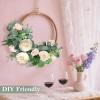 2 Pack 13Ft Artificial Eucalyptus Flower Garland with 16 White Peony Pink Rose, Baby Breath Fake Flowers Greenery Garland Floral Vine for Mantle Wedding Table Runner Centerpiece Backdrop Home Decor view 4