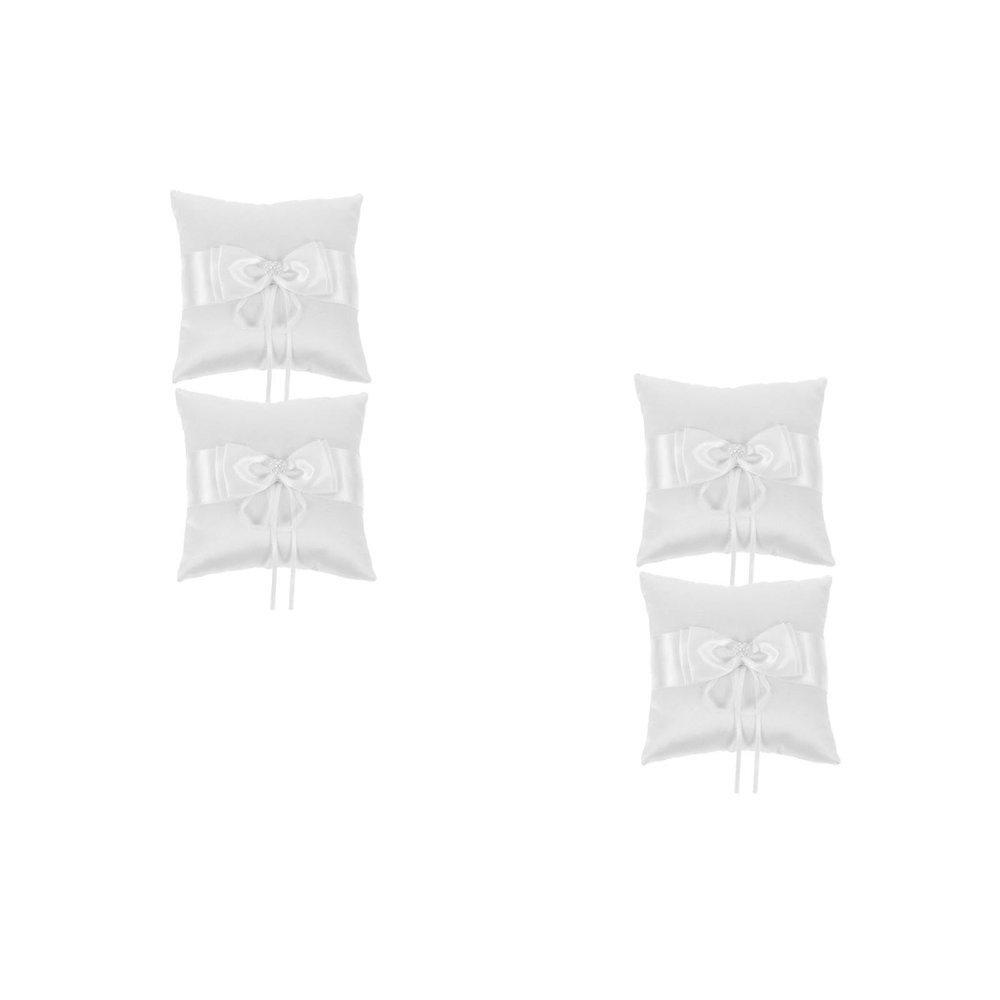 LUOZZY 4pcs Wedding Ring Pillow with Pearl Accents for Ceremony Engagement Photography Props Party Favors 15x15cm