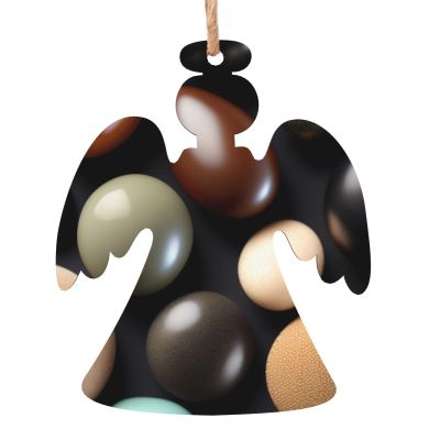 Marbles of Colors Wooden Hanging Ornaments Angel Shape 6 PCS for Holiday Decor, Vintage Bell Snowman Shape Pendants