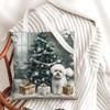 Christmas Dog Canvas Tote Bags, Festive Animal Print Reusable Grocery Bags, Vintage Lightweight Washable Shoulder for Travel Beach Picnic 13x15 Inch view 2