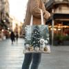 Christmas Dog Canvas Tote Bags, Festive Animal Print Reusable Grocery Bags, Vintage Lightweight Washable Shoulder for Travel Beach Picnic 13x15 Inch view 3
