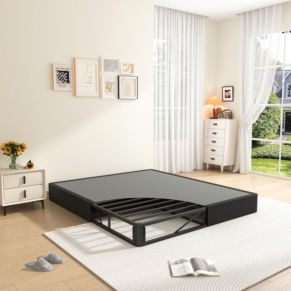 MAF Cal King Size Box Spring 7 Inch High Profile Metal Bed Base with Cover