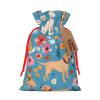 GZXDZSY Border Collie Florals Print Extra Large Christmas Burlap Drawstring Reusable Gift Bags With Cards view 1