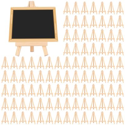 Chewtoyo 100 Pcs Small Wooden Easels for Photos and Art, 4.92 in Adjustable Tabletop Stands, Mini Tripod Display Bases, Unfinished Natural Wood
