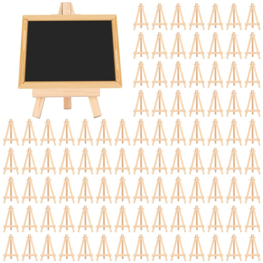 Chewtoyo 100 Pcs Small Wooden Easels for Photos and Art, 4.92 in Adjustable Tabletop Stands, Mini Tripod Display Bases, Unfinished Natural Wood