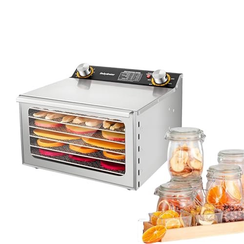 Stainless Steel Food Dehydrator - 12 Layer Electric Dryer with 0-12h Timer, Transparent Glass Door, Ideal for Beef, Fruits & Vegetables, Large Capacity & Easy to Clean