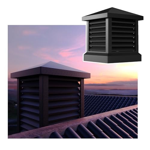 Aluminum Alloy Rain Cover for Fume Cupboards - Square Tapered Chimney Caps, 22x22 Inch Flue Tile Protector, Durable Roof Ventilation Accessories