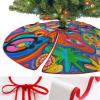 Christmas Tree Skirt Ornaments 30"x30" Xmas Tree Skirt with Stitched Edges Winter Holiday Graffiti Art Tree Mat Base Cover for New Year Party Decor Home Indoor Outdoor Decorations view 3