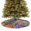 Christmas Tree Skirt Ornaments 30"x30" Xmas Tree Skirt with Stitched Edges Winter Holiday Graffiti Art Tree Mat Base Cover for New Year Party Decor Home Indoor Outdoor Decorations view 4