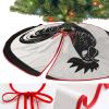 Christmas Tree Skirt Ornaments 30"x30" Xmas Tree Skirt with Stitched Edges Winter Holiday Freehand Cock Rooster Tree Mat Base Cover for New Year Party Decor Home Indoor Outdoor Decorations view 3