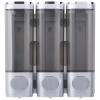 3-Compartment Shower Dispenser, Wall-Mounted Shampoo And Conditioner System, No-Drill Installation For Bathroom And Hotel, Silver Press Pump view 1