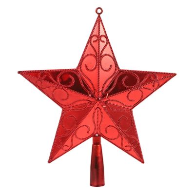 NUOBESTY Red Christmas Tree Star Topper Pentagram Ornament Wear-Resistant Holiday Decor with Stable Column for Festive Home Celebration