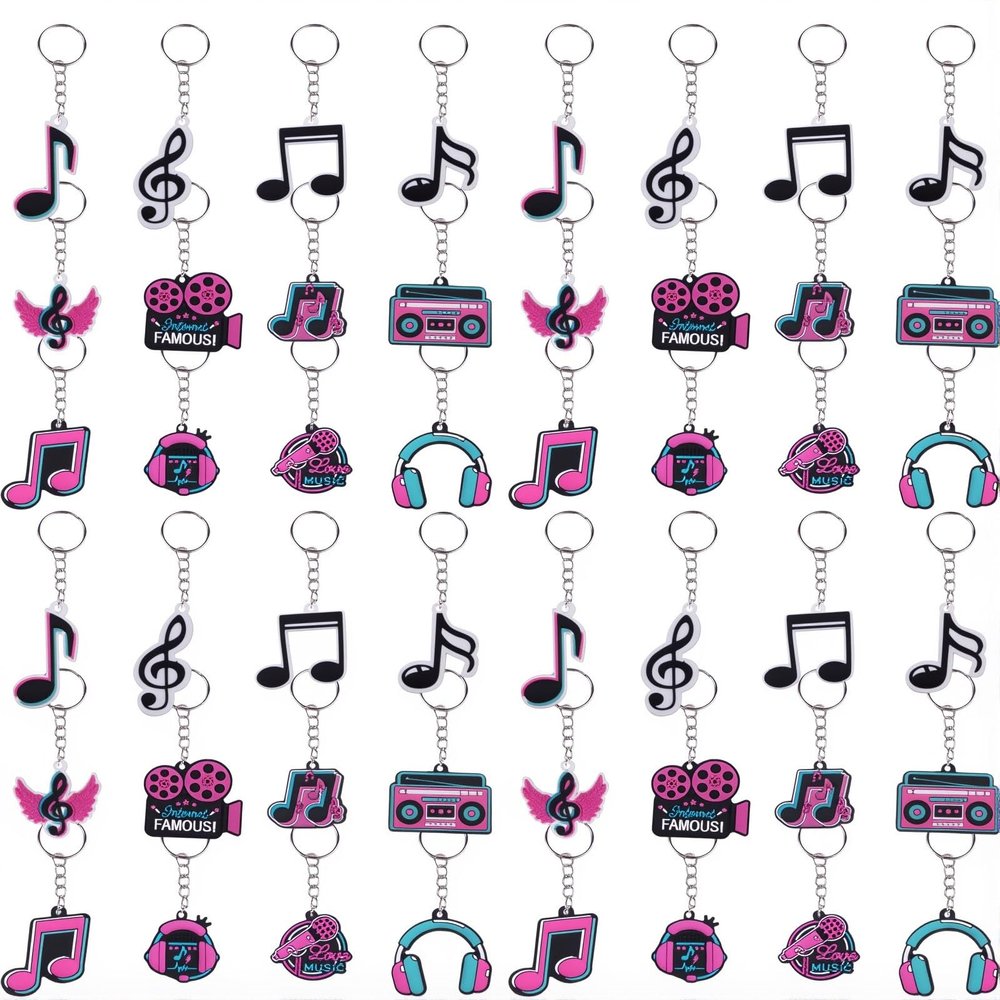 Metacipher 48 Pcs Adorable Musical Note Keychain Music Party Favors Gift for Music Lover Musical Note Themed Keychain