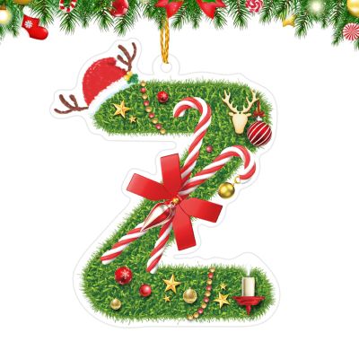 26 Letter Ornaments for Christmas Tree Decoration, 2025 Acrylic Christmas A-Z Letter Name Ornament, DIY Hanging for Indoor Ornament, Craft Ornaments, Family Friends Gift (Z)