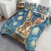 GKPLY Rabbit Comforter Set, Starry Night Blue Duvet Cover King, Cute Kids Bedding with 2 Pillowcases, Duvet Cover with Zipper, 3 Pieces, Reversible Bedding Set view 4