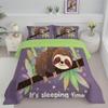 ANALTIRCE Cute Animals Comforter Set Full Size, Cartoon Sloth Bedding Set for Teens Adults Room, Violet Soft 80" x 90" Quilt with 2 Pillow Cases, Lightweight Violet Quilt for All Season view 1