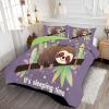 ANALTIRCE Cute Animals Comforter Set Full Size, Cartoon Sloth Bedding Set for Teens Adults Room, Violet Soft 80" x 90" Quilt with 2 Pillow Cases, Lightweight Violet Quilt for All Season view 2