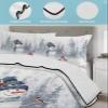 TocaHome Winter Quilts Twin Size, Lightweight Quilted Coverlet Snowman Comforter Set for Bed, Bedspreads Christmas Golden Snowflakes Pine Tree Forest Snowy Quilt Bedding with 2 Pillowcases 68x86 Inch view 3
