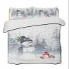 TocaHome Winter Quilts Twin Size, Lightweight Quilted Coverlet Snowman Comforter Set for Bed, Bedspreads Christmas Golden Snowflakes Pine Tree Forest Snowy Quilt Bedding with 2 Pillowcases 68x86 Inch view 4