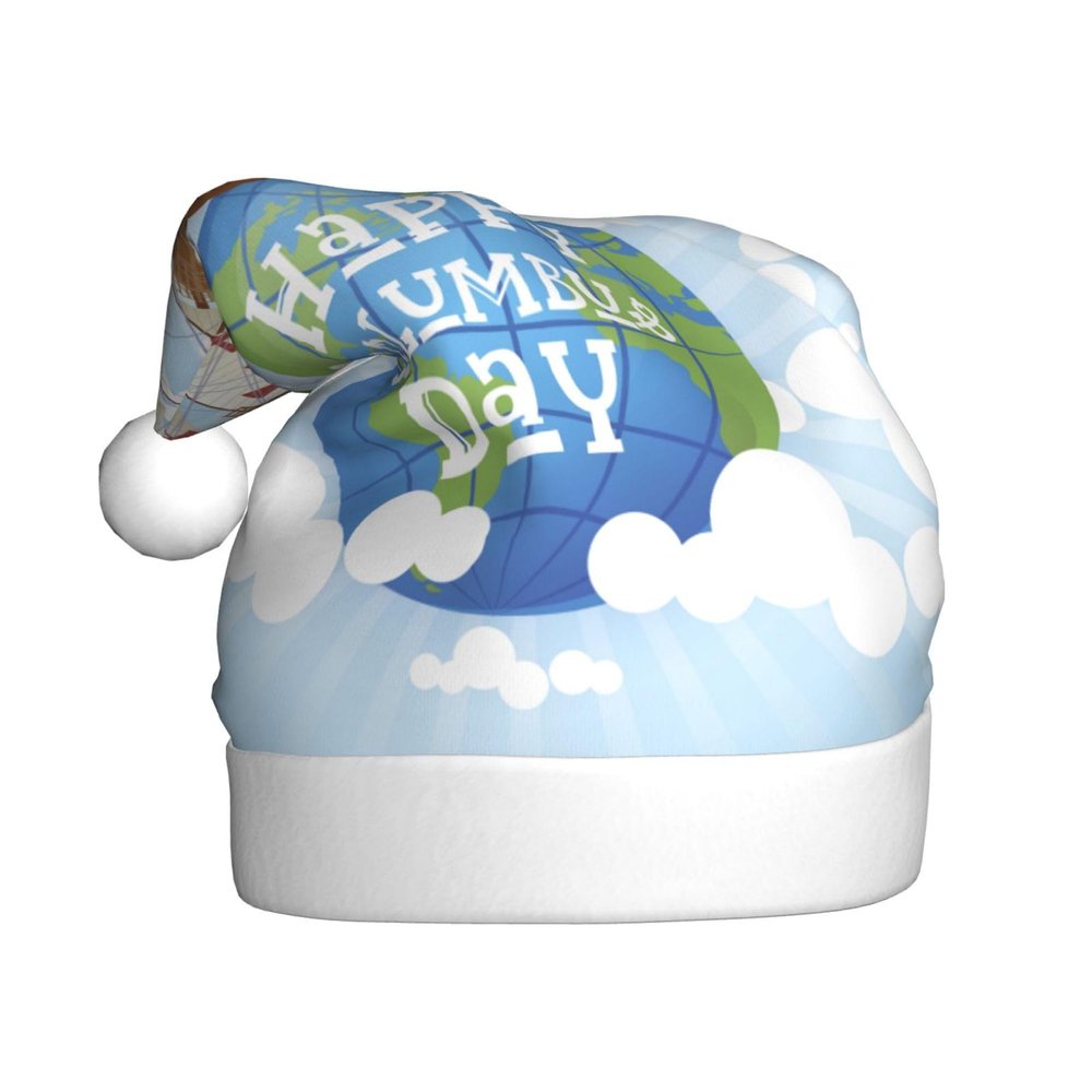 Lbacwy Happy Columbus Day Christmas Hat Santa Hat Adults Xmas Hats For Costume Party Accessory Decoration