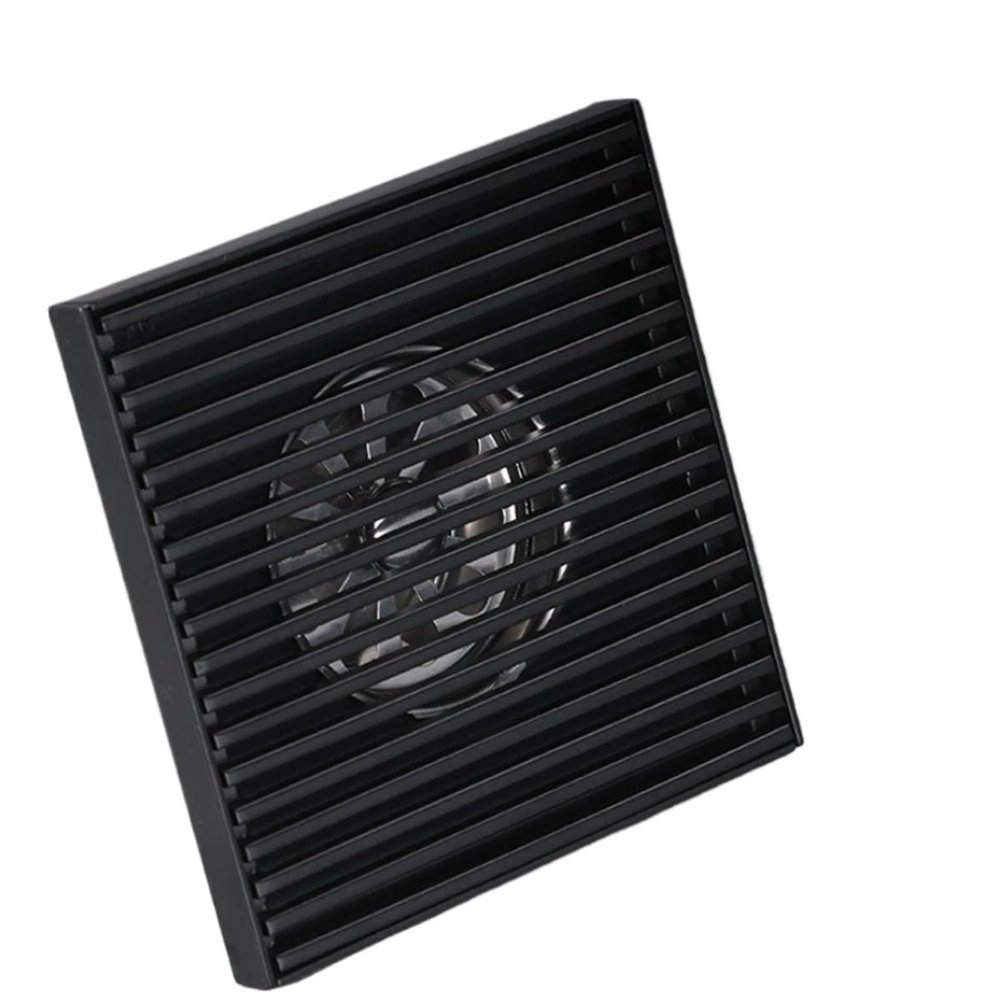 Matt Black Floor Drain 304 Stainless Steel Brushed Square Anti-Odor Bathroom Shower Drainage Floor Drains Cover 10/12/15/20cm(Brushed 15cm)
