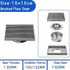 Matt Black Floor Drain 304 Stainless Steel Brushed Square Anti-Odor Bathroom Shower Drainage Floor Drains Cover 10/12/15/20cm(Brushed 15cm) view 2