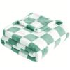 3040in Checkered Print Blanket, Leopard-print Flannel Cover, Christmas Decorations, Machine Washable, Gift-ready, Suitable for All Seasons, Cozy, Soft(Emerald green) view 1