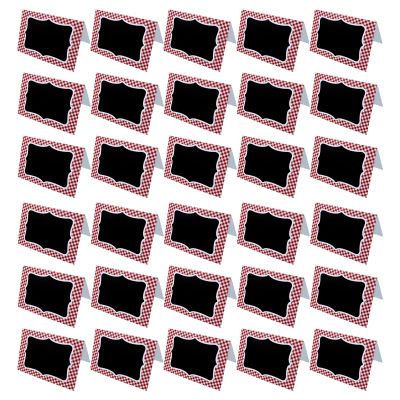 HEVSTIL 30 Pcs Red Gingham Picnic Place Cards for Table Setting, Double Sided Name Cards Blackboard Labels Stylish Table Cards for Food Labels, Table Numbers, Wedding & Birthday Decor