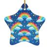2025 Christmas Ornament - Rainbow Clouds Raindrop Ceramic Ornament Star Christmas Tree Hanging Ornaments with Gold Ropes Christmas Tree Decorations for Xmas Holiday Home Decor Gift view 1