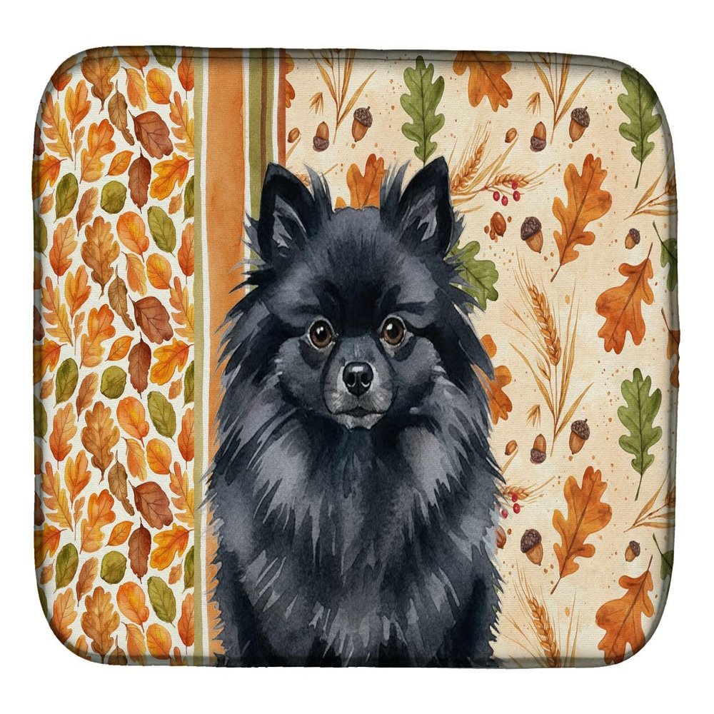 Caroline's Treasures Black Pomeranian Heirloom Fall Dish Drying Mat Absorbent Dish Drying Mat Pad for Kitchen Counter Dish Drainer Mat for Countertop, 14 x 21", Multicolor