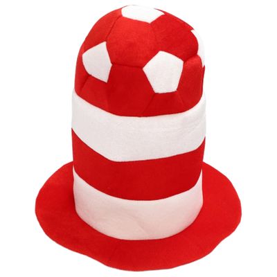JEATHA Striped Felt Stovepipe Hats Soccer Party Hats Plush Football Hat Football Games Headdress Red White One Size