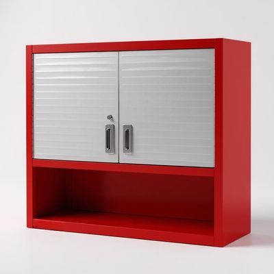 Wall Cabinet with Open Shelf, Stainless Steel Resistant, Locking Doors, Office Storege Cabinet, 36" W x 12" D x 30" H (Red, 36" W x 12" D x 30" H)