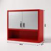 Wall Cabinet with Open Shelf, Stainless Steel Resistant, Locking Doors, Office Storege Cabinet, 36" W x 12" D x 30" H (Red, 36" W x 12" D x 30" H) view 2