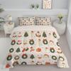 ANALTIRCE Coverless Quilt Queen 90" x 90" Comforter Set with 2 Shams, Cartoon Snowman Coverless Duvet, Machine Washable Microfiber Christmas Wreath Bed Quilt for All Seasons Beige view 1