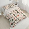 ANALTIRCE Coverless Quilt Queen 90" x 90" Comforter Set with 2 Shams, Cartoon Snowman Coverless Duvet, Machine Washable Microfiber Christmas Wreath Bed Quilt for All Seasons Beige view 2