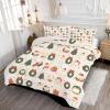 ANALTIRCE Coverless Quilt Queen 90" x 90" Comforter Set with 2 Shams, Cartoon Snowman Coverless Duvet, Machine Washable Microfiber Christmas Wreath Bed Quilt for All Seasons Beige view 3