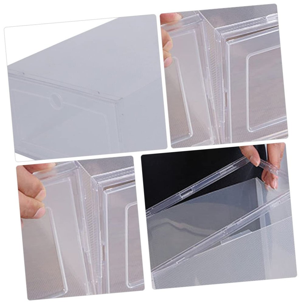 Lurrose Plastic Shoe Boxes 6 Pack Clamshell Storage Case