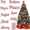 10Pcs Christmas Tree Decorations Red and White Letters Hanging Wooden Ornament Set Festive with Candy Cane Design Merry Christmas Letter Joy Wooden Ornaments for Xmas Winter Holiday Party Home Decor view 1