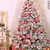10Pcs Christmas Tree Decorations Red and White Letters Hanging Wooden Ornament Set Festive with Candy Cane Design Merry Christmas Letter Joy Wooden Ornaments for Xmas Winter Holiday Party Home Decor view 2